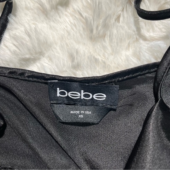 LAST CHANCE: Bebe Black Satin Bias Slip Dress - Picture 9 of 10